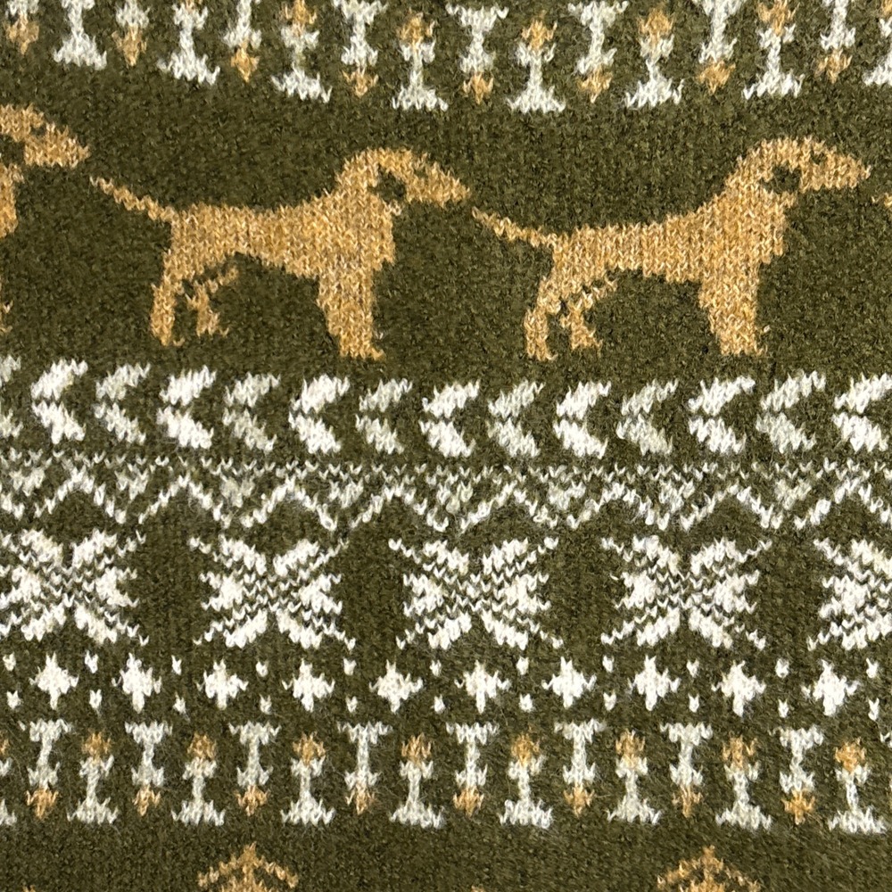 Heartloom Fair Isle Sweater XS Green Dog Nordic Snowflake Forest Knit Winter - Picture 3 of 10